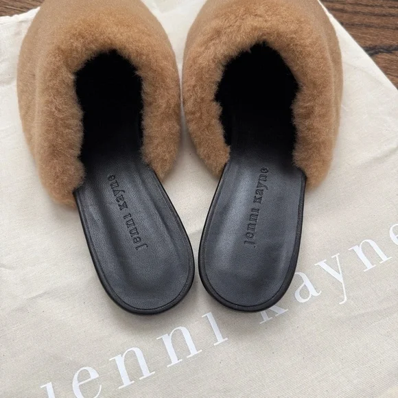 Jenni Kayne Tan Shearling Mules leather soles NEW Sz 41 made in Italy $425 - Picture 5 of 6